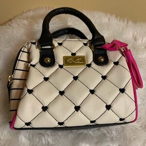 BETSY JOHNSON mini quilted hearts satchel bag LNWOT